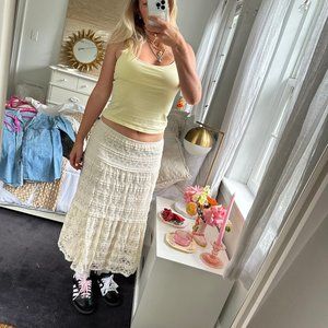 cream maxi skirt